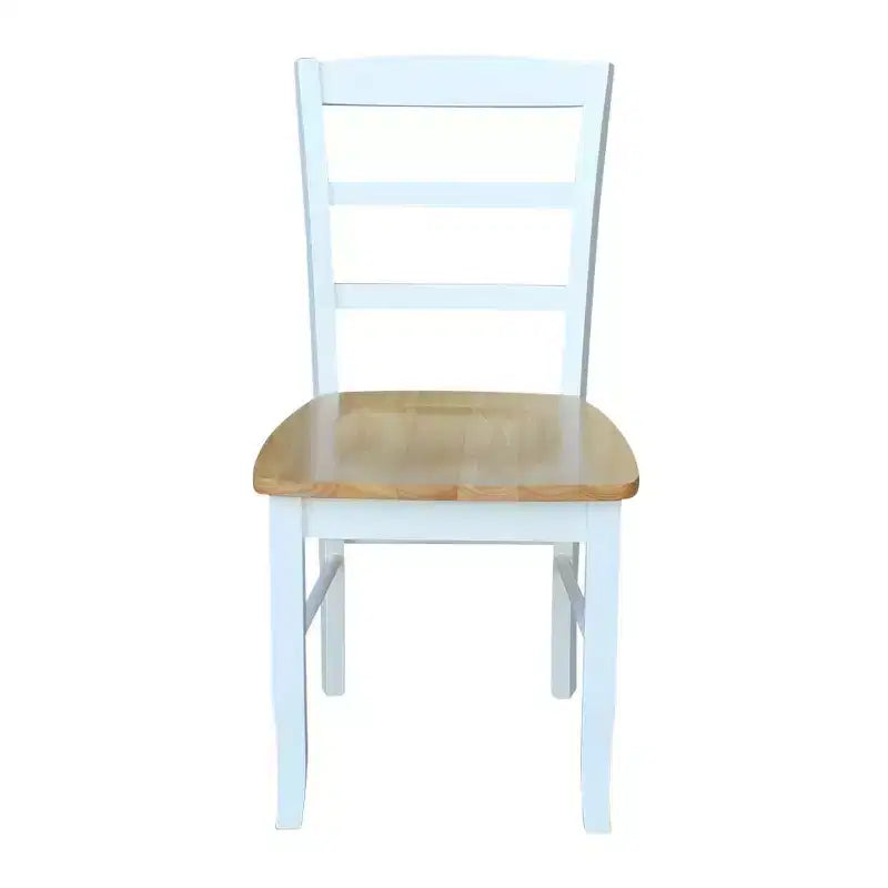 Set da pranzo con tavolo e 2 sedie con schienale a scala, bianco/naturale ¨C International Concepts: legno massello, quadrato, non allungabile
