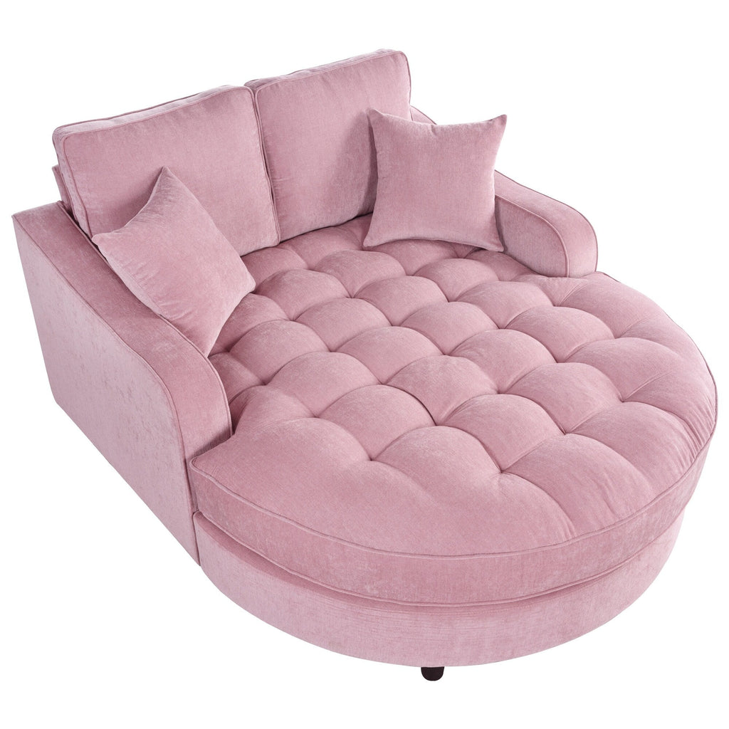 Chaiselongue-Schlafsofa aus Chenille, gepolstertes Sofa mit gesteppter Rückenlehne und 2 abnehmbaren Kissen für das Wohnzimmer
