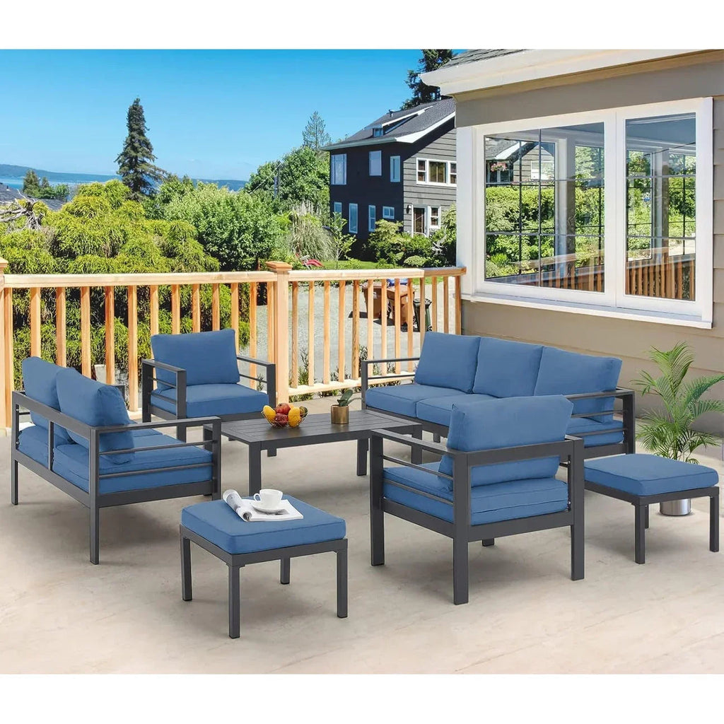 Ensemble de mobilier de jardin en aluminium AECOJOY de 7 pièces, salon de jardin