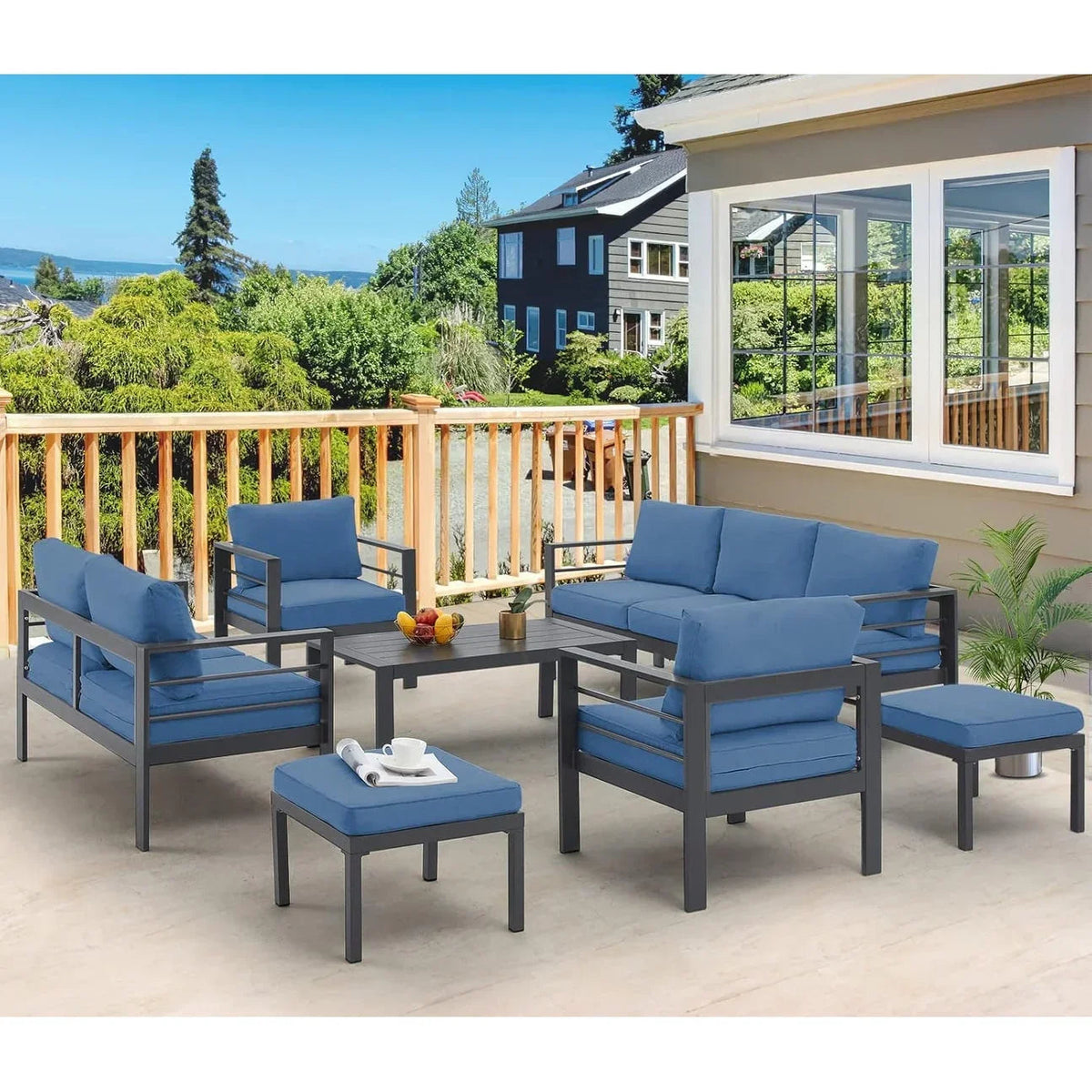 Ensemble de mobilier de jardin en aluminium AECOJOY de 7 pièces, salon de jardin
