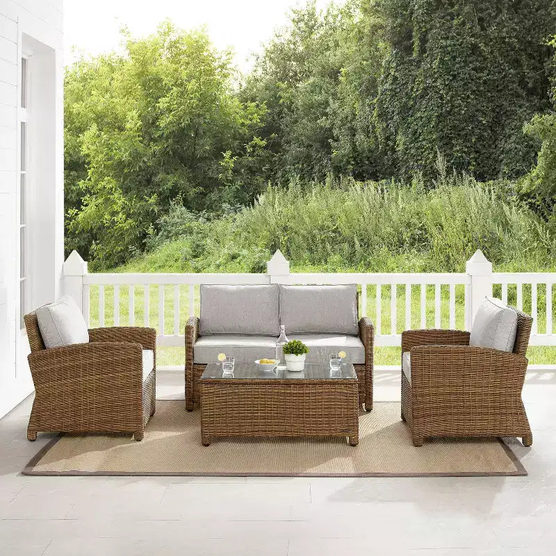 4-teiliges Outdoor-Lounge-Set aus Rattan - Crosley