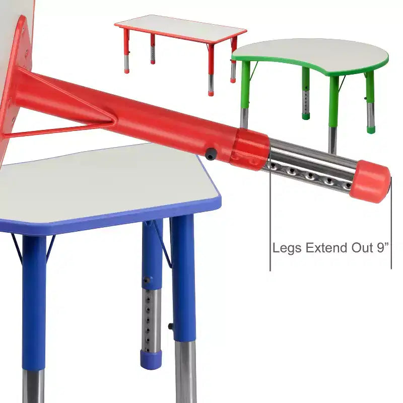 Ensemble table d’activités rectangulaire réglable en hauteur en plastique Emma and Oliver, 23.625W x 47.25L, avec 6 chaises