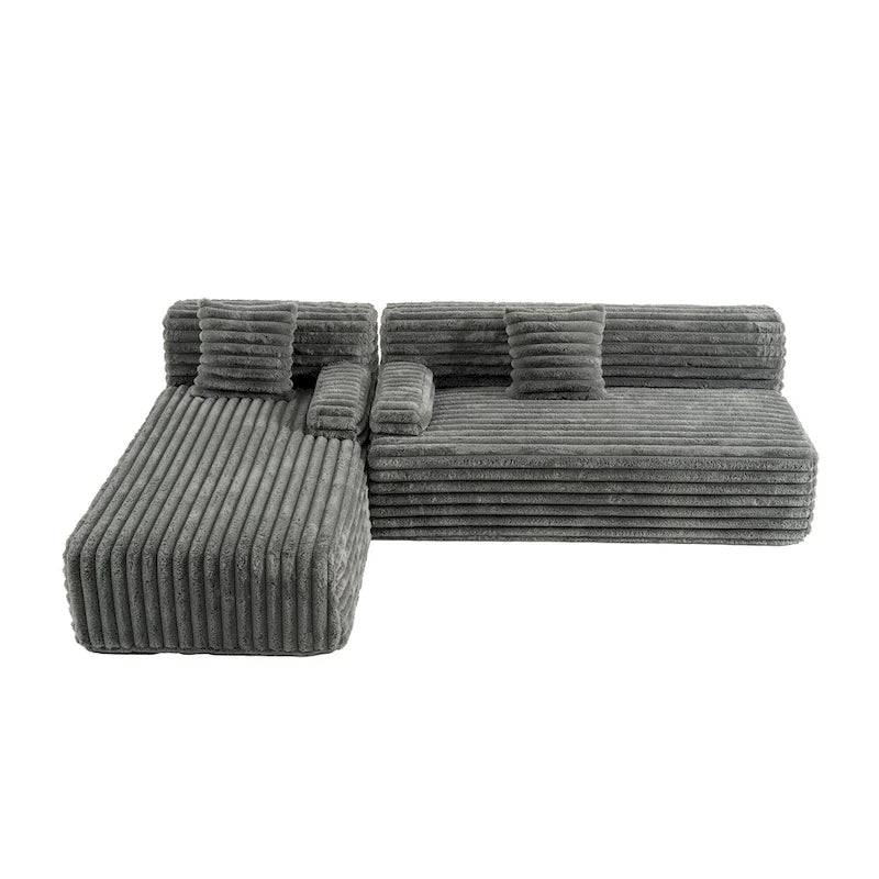 Cloud-Ecksofa, modernes Polstersofa mit 2 Zierkissen, frei kombinierbares Sofa, modulares Ecksofa in L-Form