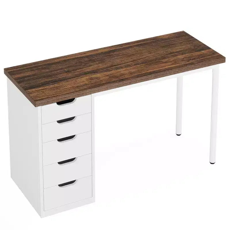 Bureau d’ordinateur Lantine avec 5 tiroirs, bureau moderne et sobre de 47 pouces pour le télétravail, les études et l’écriture, idéal pour les petits espaces