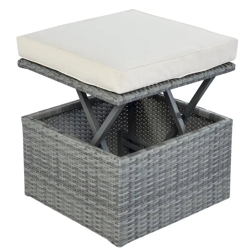 Graues Outdoor-Daybed aus Rattan mit Kissen und ausziehbarem Sonnendach