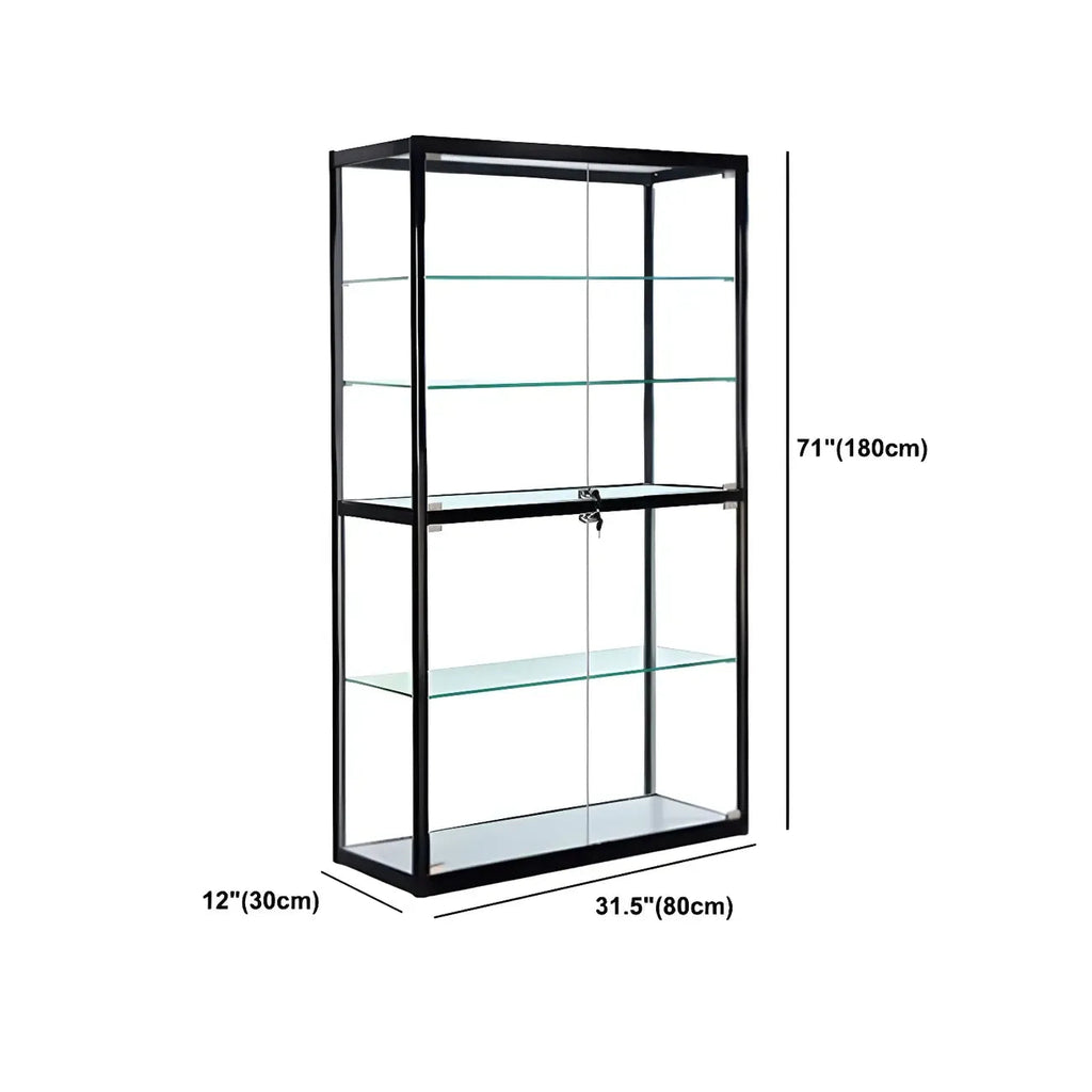 Moderner rechteckiger Vitrinenschrank aus schwarzem Glas