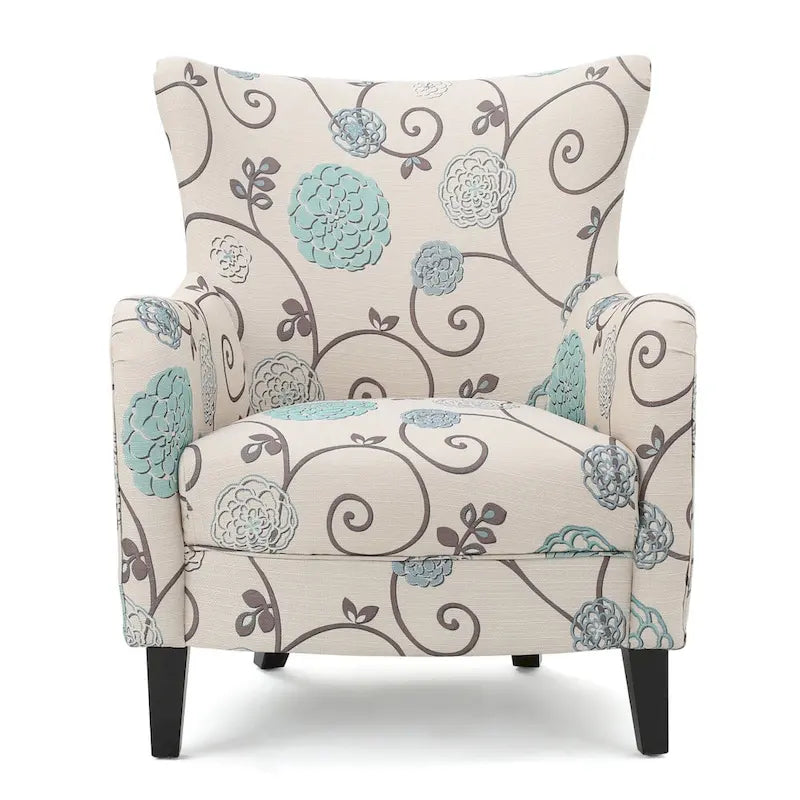 Moderne retro fauteuil met hoge rugleuning van 30.25 en houten poten voor de woonkamer