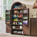 Dispensa da cucina alta 71 con arco, mobile contenitore moderno con 3 ripiani regolabili e 6 ripiani nelle ante, per cucina e soggiorno