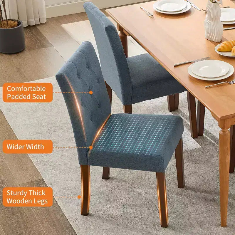 Esszimmerstühle im Parsons-Stil mit Knopfheftung, 6er- / 4er-Set - gepolsterte Küchenstühle aus Stoff mit Holzbeinen und gepolsterten Sitzflächen - Möbel für Wohnzimmer und Küche