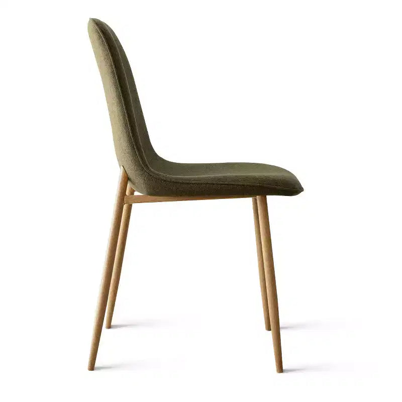 Ensemble de salle à manger rond 5 pièces, table à piètement central de 37 avec plateau effet bois et chaises courbes rembourrées, style moderne-Panipeachy