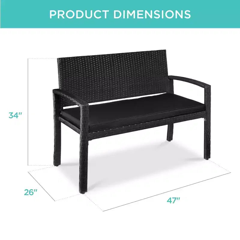 Best Choice Products Outdoor-Gartenbank aus Korbgeflecht für 2 Personen, Garten- und Terrassenmöbel mit einer Tragkraft von 700lb, Kissen