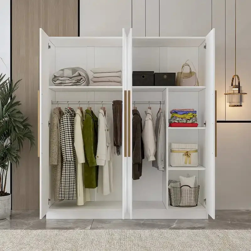 Moderner freistehender Kleiderschrank aus Massivholz mit Einlegeböden