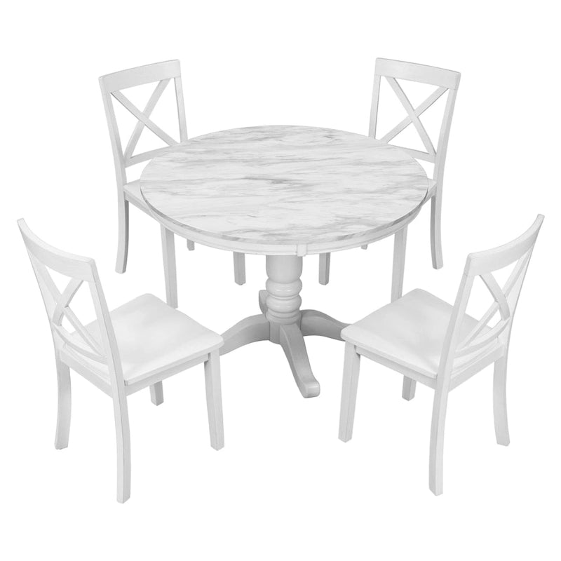 Eetkamertafel met stoelen, set van 5 stuks voor 4 personen