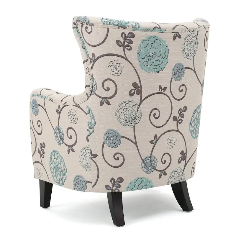 Moderne retro fauteuil met hoge rugleuning van 30.25 en houten poten voor de woonkamer