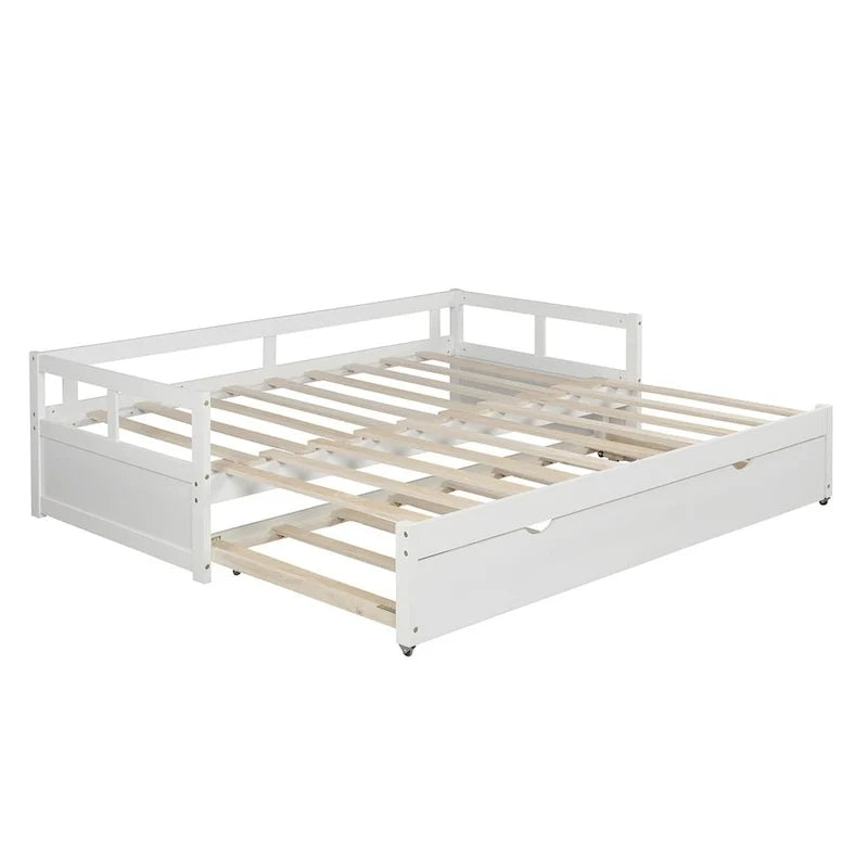 Ausziehbares Tagesbett mit Ausziehbett, Holztagesbett mit Ausziehbett