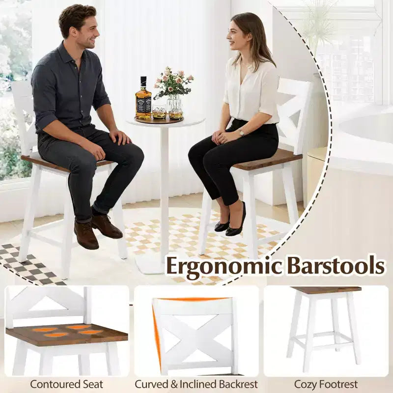 Ensemble de 4 tabourets de bar pivotants Costway 24, avec dossier, grande assise et repose-pieds, pour îlot de cuisine