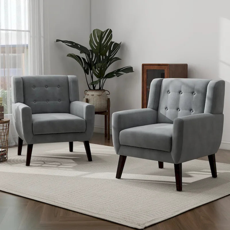 Set van 2 fluwelen fauteuils met armleuningen voor de woonkamer