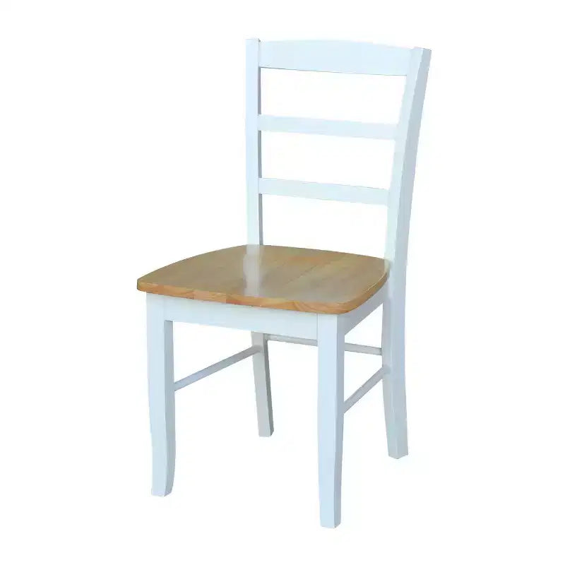 Set da pranzo con tavolo e 2 sedie con schienale a scala, bianco/naturale ¨C International Concepts: legno massello, quadrato, non allungabile