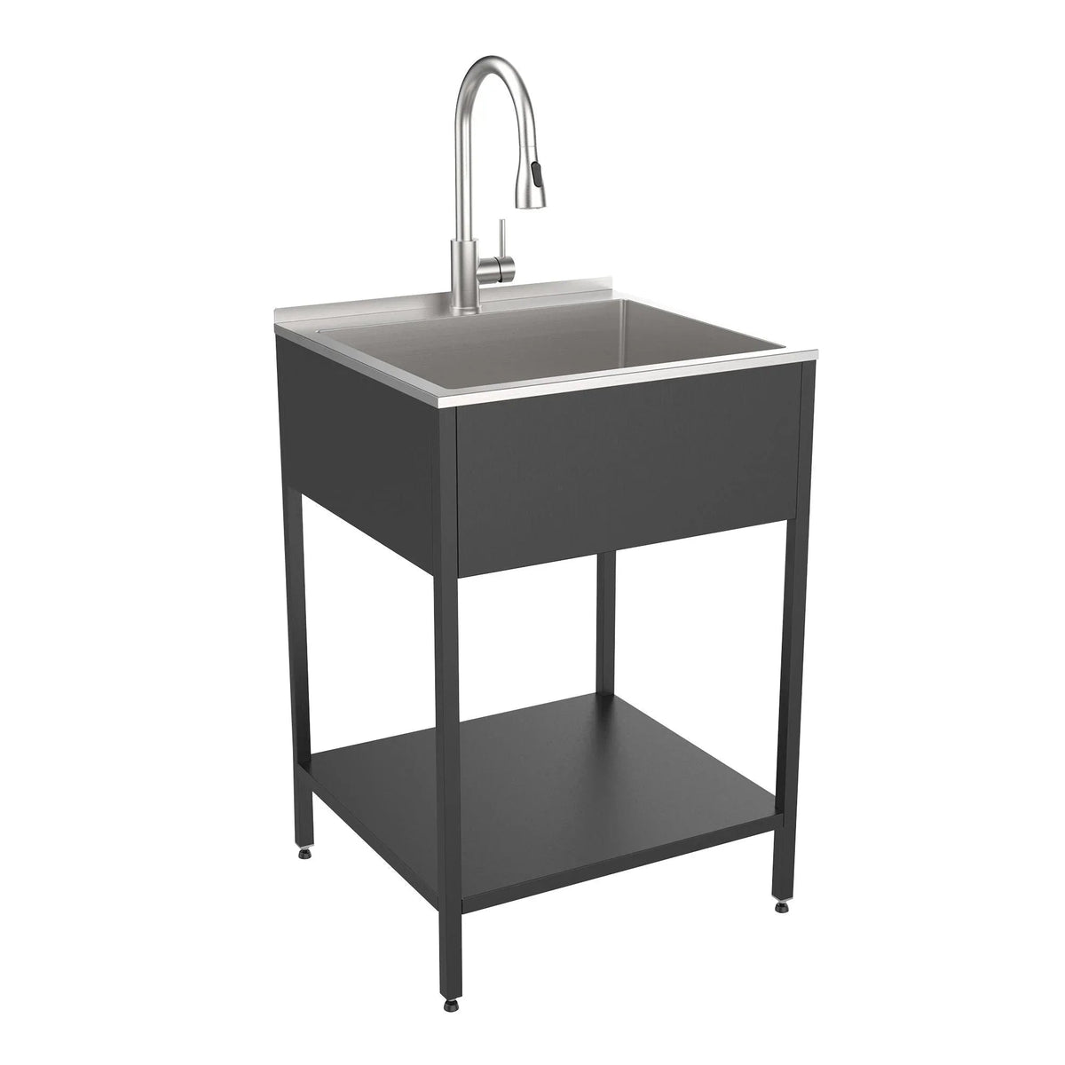 Évier de buanderie et support de lavage en acier inoxydable, 24-in W x 22-in P x 35-in H