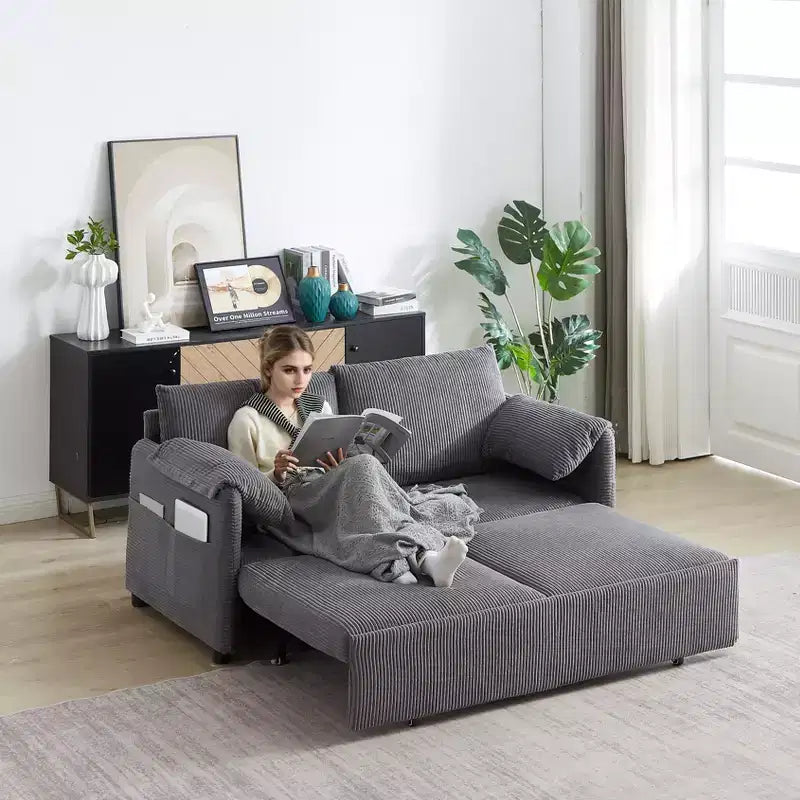 Divano letto in velluto a coste da 64.5, convertibile 3 in 1 con letto estraibile