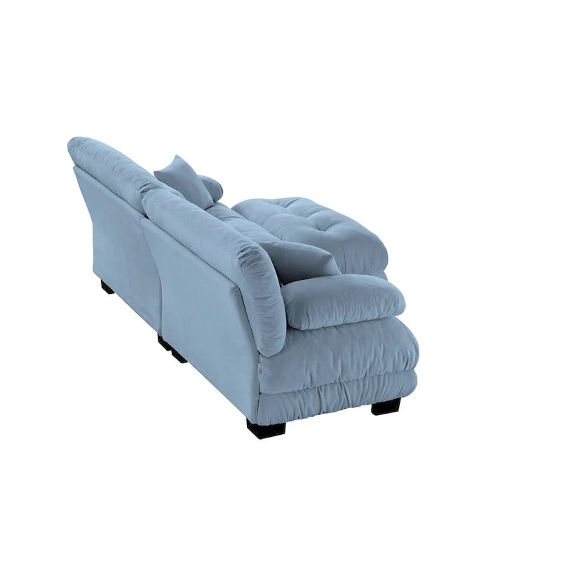 Ecksofa in L-Form, Chenille-Zweisitzer mit Lendenkissen