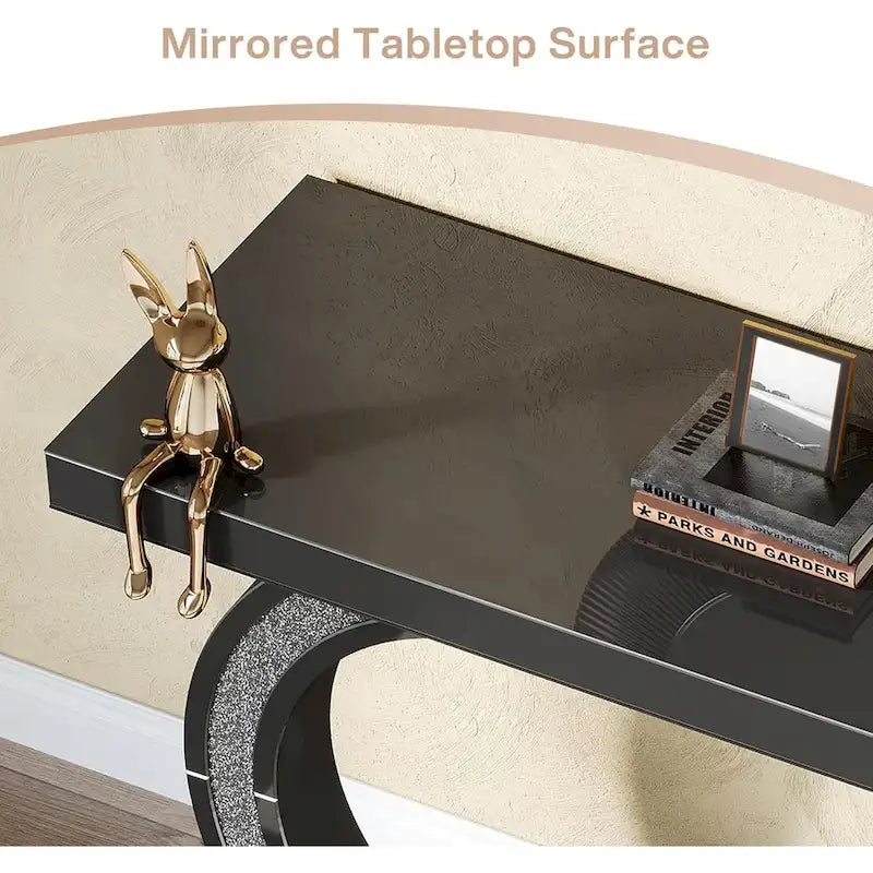 Console argentée, table d’entrée avec miroir de 39 pour l’entrée