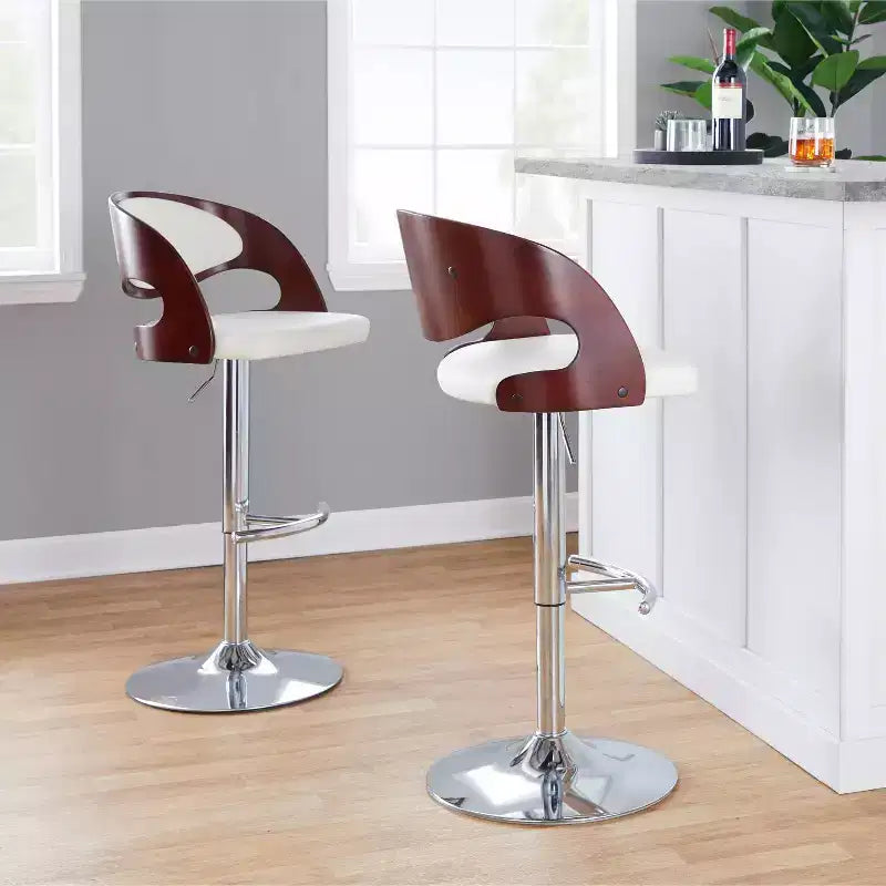 2er-Set Pino Mid - verstellbarer Barhocker im Mid-Century-Modern-Stil mit Drehfunktion - Lumisource
