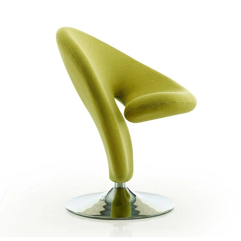 Poltrona girevole decorativa Curl Manhattan Comfort in misto lana e cromo (set da 2)