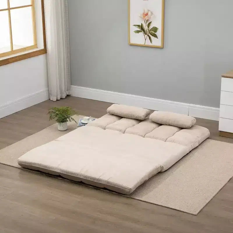 Fauteuil convertible de sol, canapé-lit pliant, chaise longue d'appoint avec 2 oreillers, dossier et appuie-tête réglables, 51.25 L