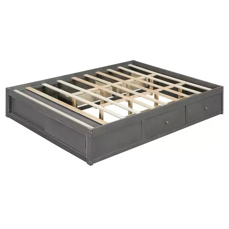 Struttura letto contenitore Whisen Queen con 4 cassetti e vano contenitore nella pediera
