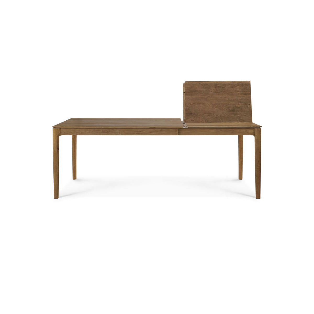 Natural Teak Extendable Dining Table with Concealed Extension Leaf for Dining Room