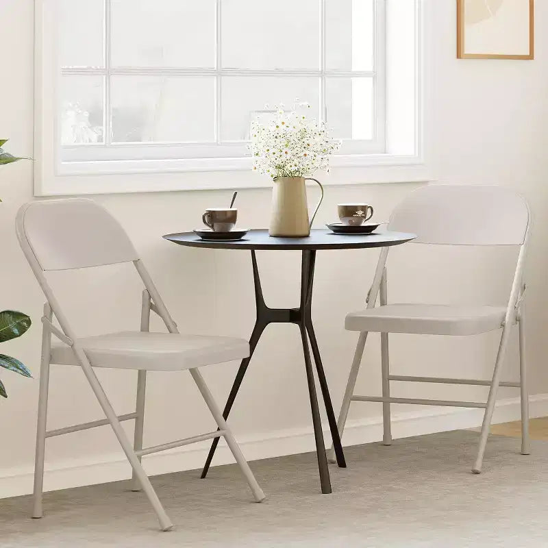 Ensemble de 8 chaises pliantes tout acier avec dossiers, chaises de salle à manger pliables en métal robuste, capacité de 350 lbs, pour l’intérieur et l’extérieur