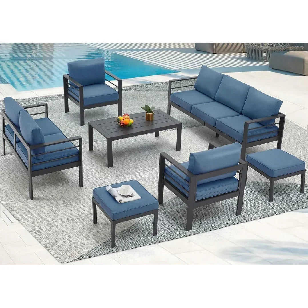 AECOJOY 7-teiliges Gartenmöbelset aus Aluminium für draußen