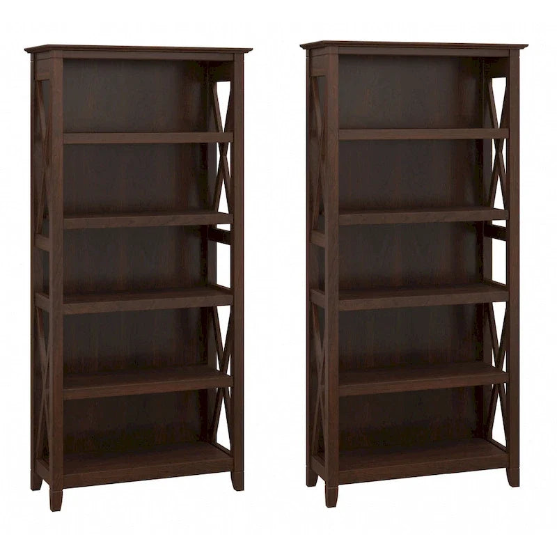 Boekenkast met 5 planken uit de Key West-serie van Bush Furniture