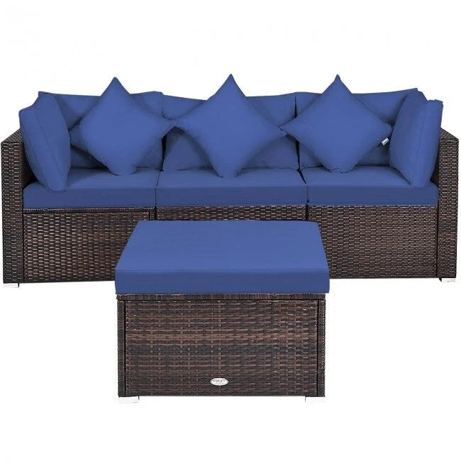 4-delige tuinmeubelset van rotan met afneembare kussens en sierkussens - hoekbank: 29 x 29 x 25