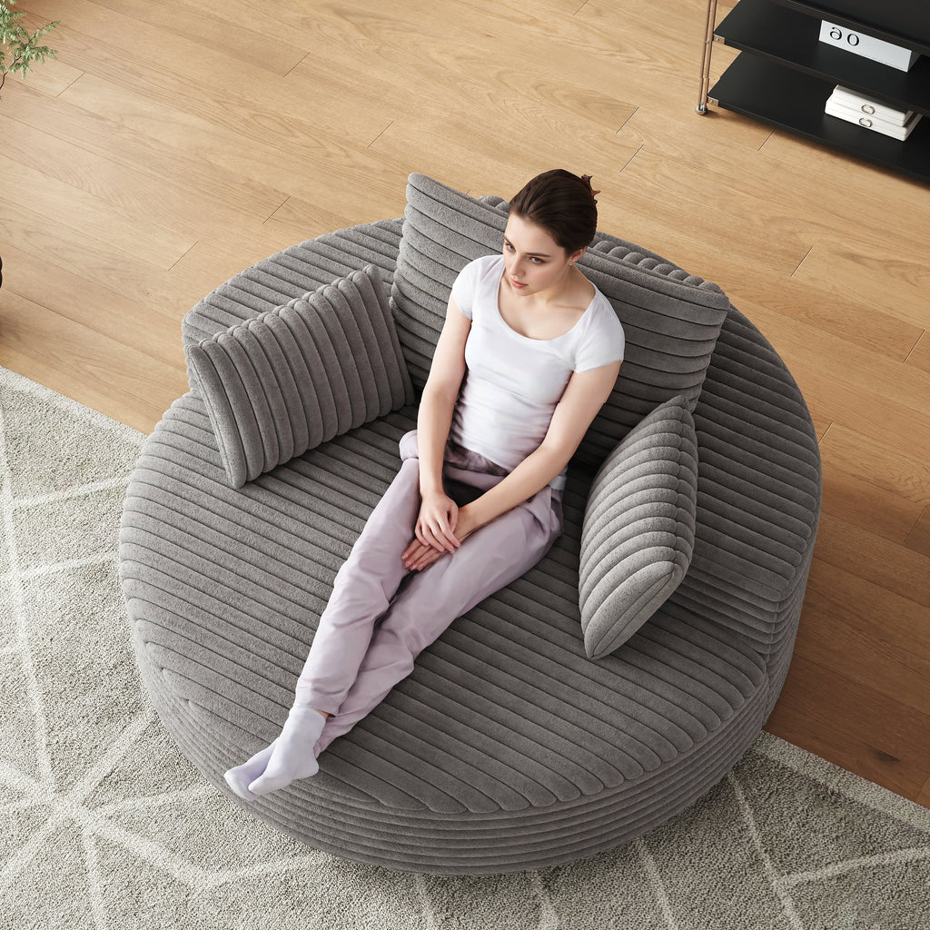 Einzelsessel mit Cord-Chenille-Bezug und Schaumstoffpolsterung, drehbar