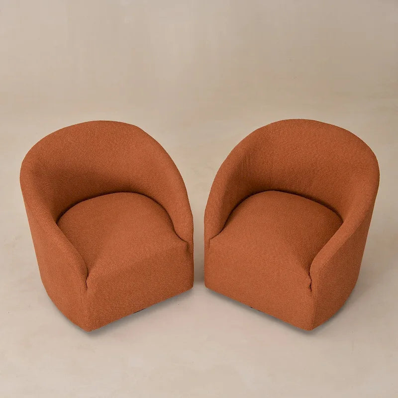 Fauteuil pivotant tonneau KINWELL 32 W rembourré en bouclé (lot de 2)