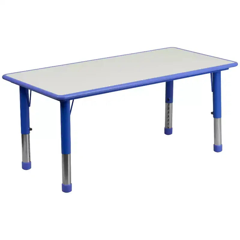 Ensemble table d’activités rectangulaire réglable en hauteur en plastique Emma and Oliver, 23.625W x 47.25L, avec 6 chaises
