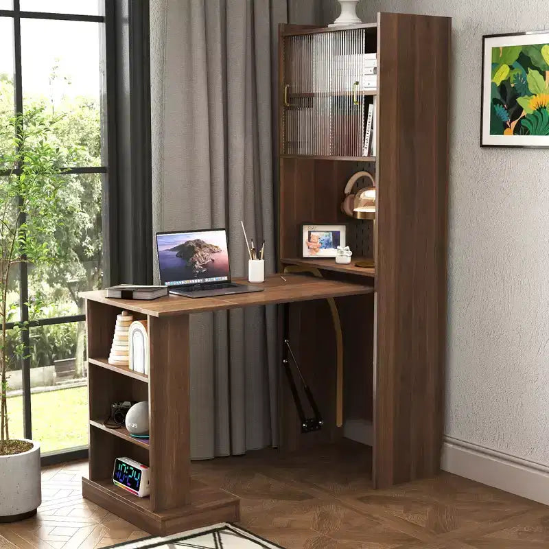 GDFStudio Sinclair moderne houten opklapbare studeertafel van 36 met opbergruimte