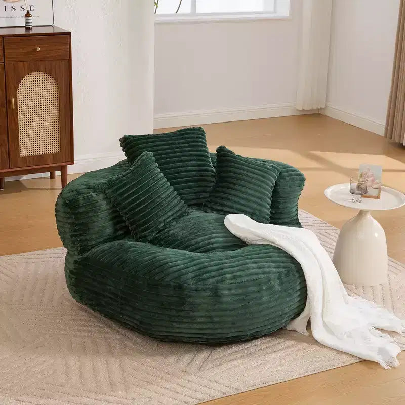 Sitzsacksofa für Erwachsene und Kinder, übergroßer Cord-Sitzsack mit 3 Kissen und Armlehnen für Wohnzimmer und Schlafzimmer - ModernLuxe