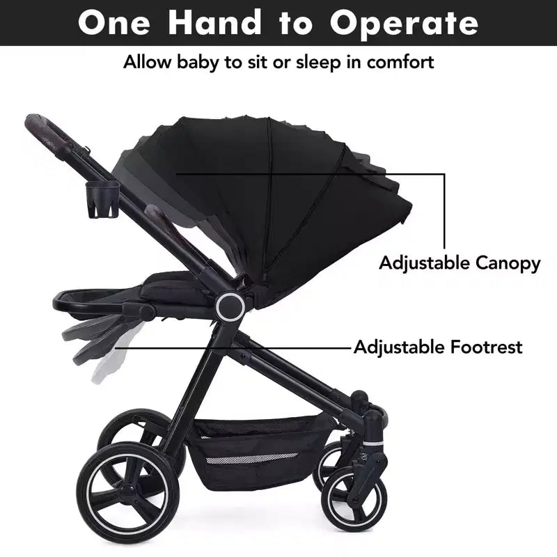 Passeggino per neonati e bambini piccoli, pieghevole, ad alto paesaggio, con schienale reversibile, trasformabile in carrozzina