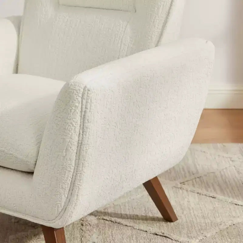 Fauteuil d'appoint confortable en flanelle jacquard Art Leon avec pieds en bois