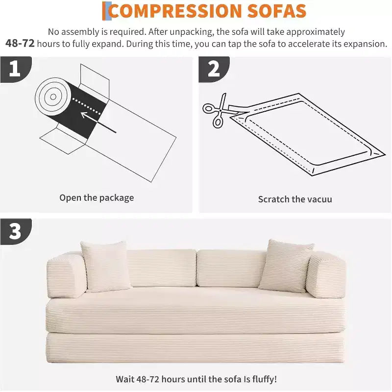 Canapé-lit convertible 5 en 1, banquette modulaire en velours côtelé de 78.8 avec cadre robuste, futon multifonction pour petits espaces, salon et chambre d’amis
