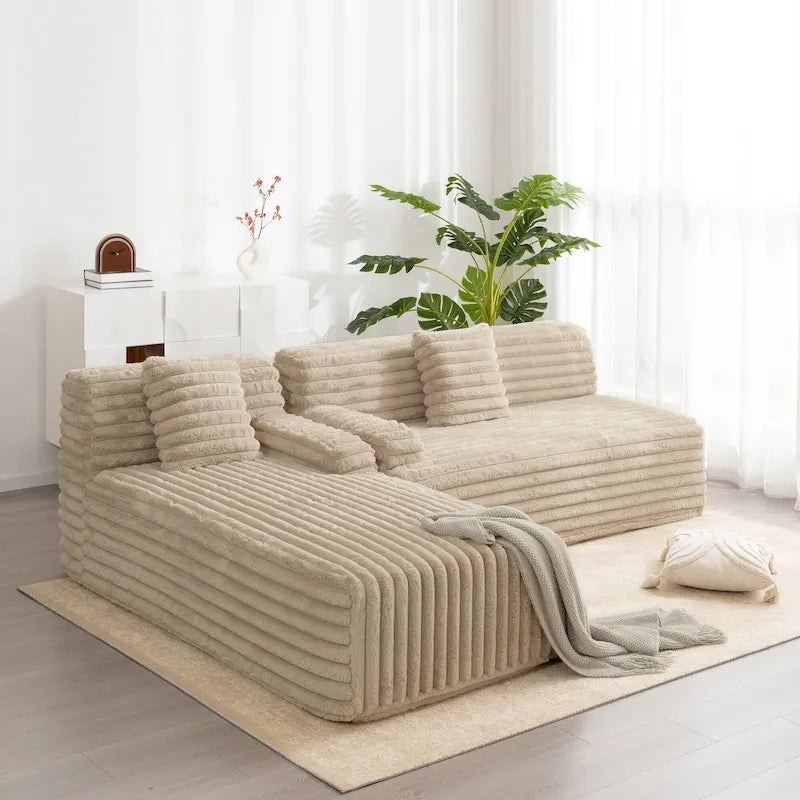 Cloud-Ecksofa, modernes Polstersofa mit 2 Zierkissen, frei kombinierbares Sofa, modulares Ecksofa in L-Form