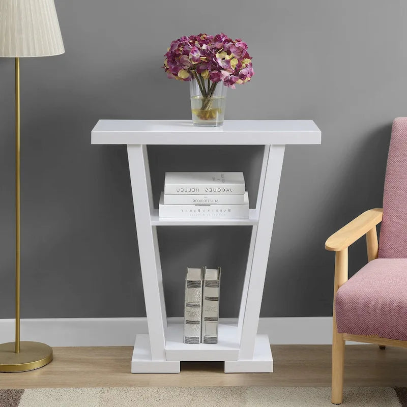 Newport V-consoletafel met planken van Convenience Concepts