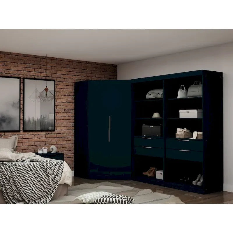 Mulberry 2.0 halfopen, moderne hoekkastset met 3 delen en 4 laden, set van 3