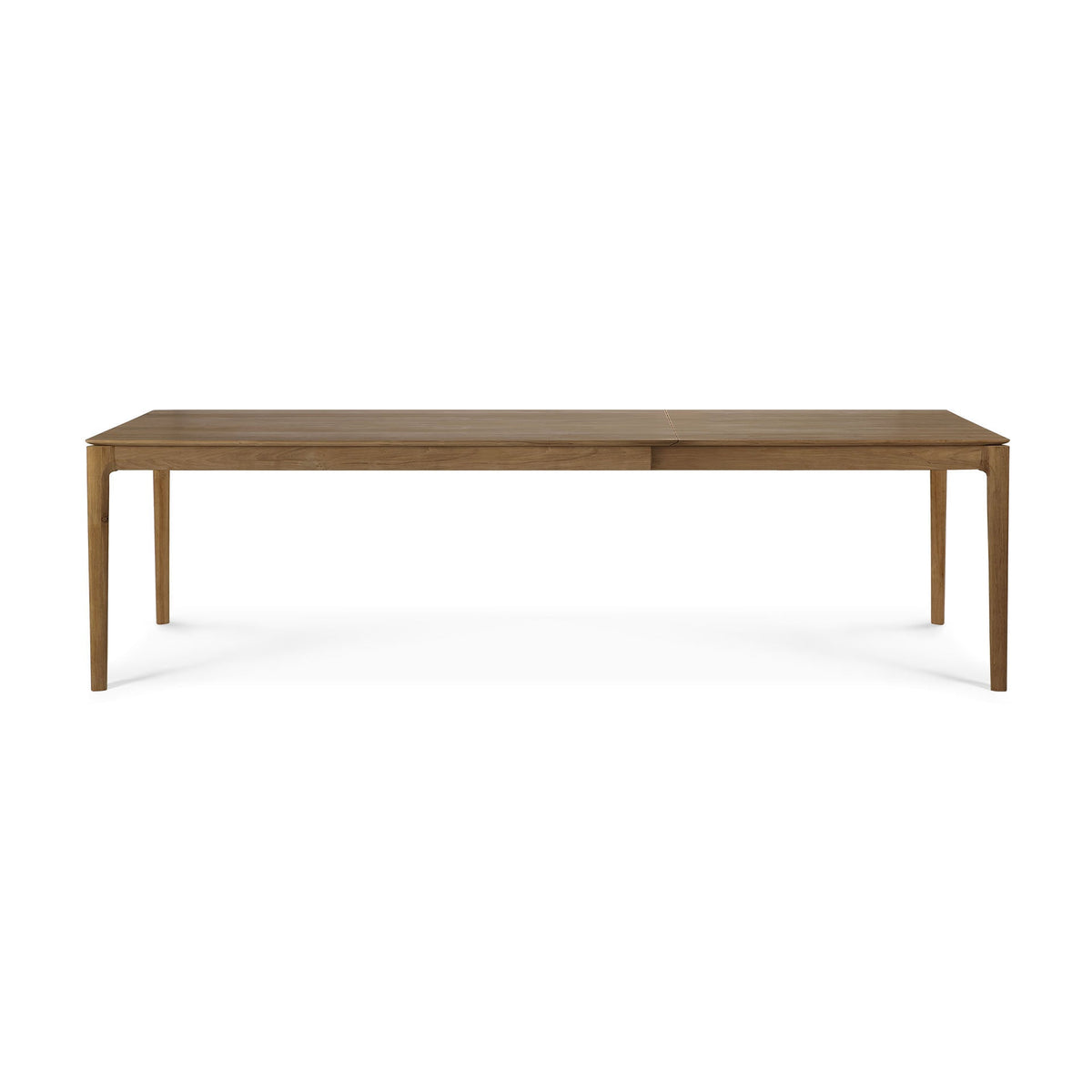 Natural Teak Extendable Dining Table with Concealed Extension Leaf for Dining Room