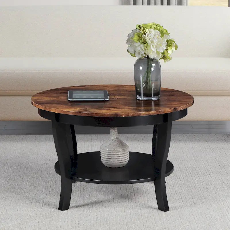Tavolino rotondo Convenience Concepts American Heritage con ripiano