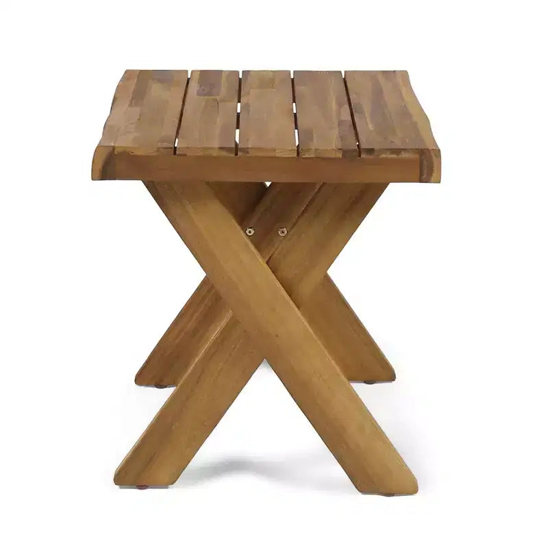 Ensemble de salon de jardin Christopher Knight Home Wino de 3 pièces en bois d’acacia et rotin, avec coussin et table à lattes