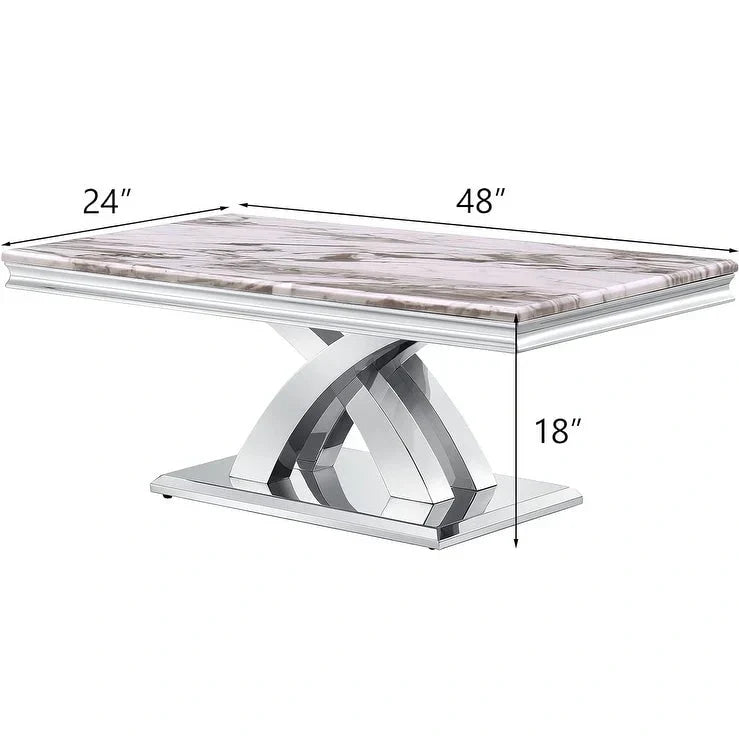 Moderne salontafel, rechthoekig model van 48 met X-vormige voet, voor de woonkamer